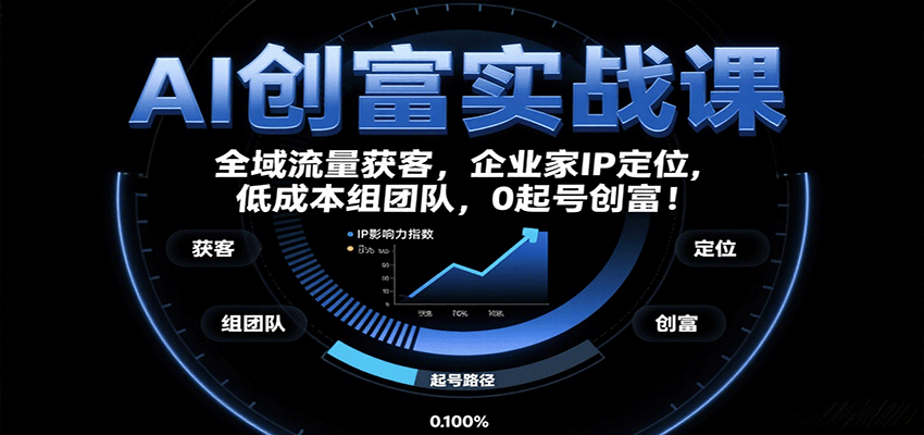 AI创富实战课：企业家IP定位，全域流量获客，低成本组团队，0起号创富！-大熊网创