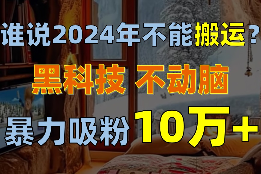 （10634期）谁说2024年不能搬运？只动手不动脑，自媒体平台单月暴力涨粉10000+-大熊网创