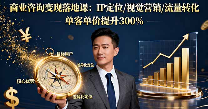 商业咨询变现落地课：IP定位/视觉营销/流量转化，单客单价提升300%-大熊网创