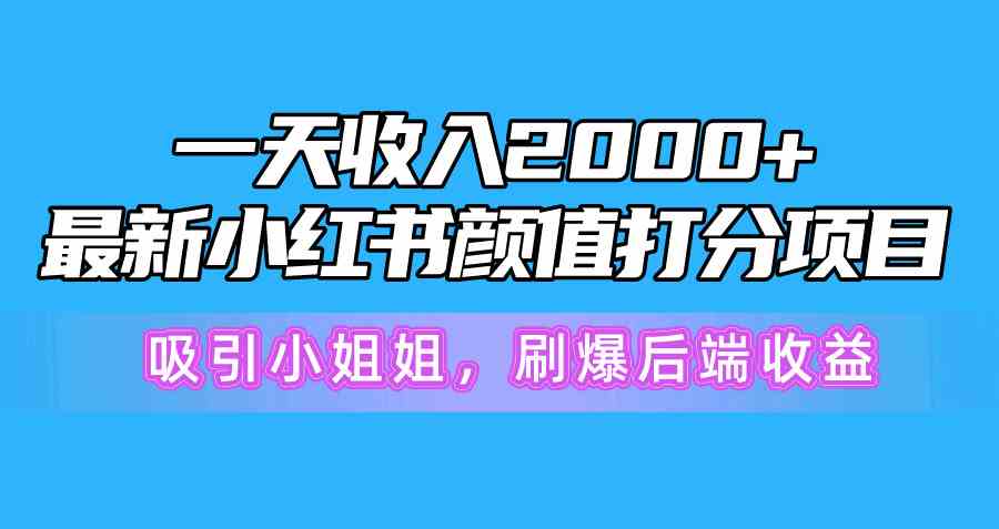 （10187期）一天收入2000+，最新小红书颜值打分项目，吸引小姐姐，刷爆后端收益-大熊网创