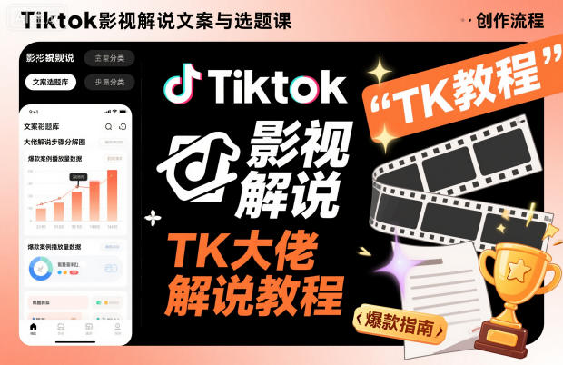 Tiktok影视解说文案与选题课，TK大佬影视解说教程-大熊网创