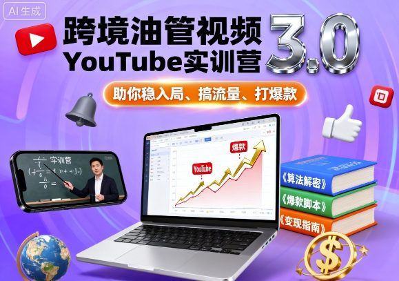 跨境油管视频YouTube实训营3.0，助你稳入局、搞流量、打爆款-大熊网创