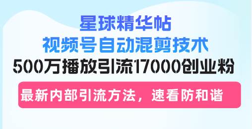 （13168期）星球精华帖视频号自动混剪技术，500万播放引流17000创业粉，最新内部引…-大熊网创