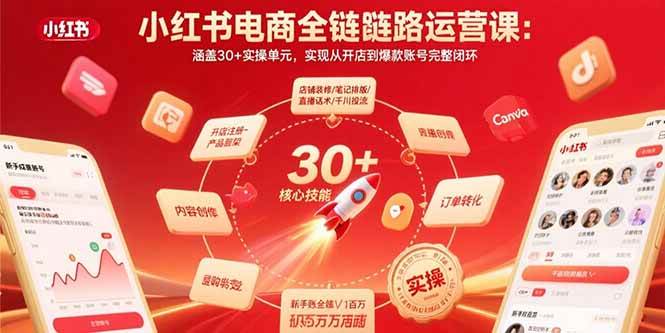 （15751期）小红书电商全链路运营课：涵盖30+实操单元，实现从开店到爆款账号完整闭环-大熊网创