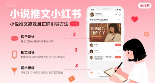 小说推文小红书高转化引导方法实操课，小说推文高效且正确引导方法-大熊网创