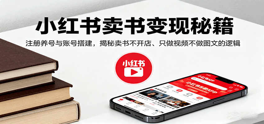 小红书卖书变现秘籍，注册养号与账号搭建，揭秘卖书不开店、只做视频不做图文的逻辑-大熊网创