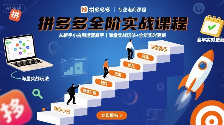 拼多多全阶实战课程，从新手小白到运营高手，海量实战玩法+全年实时更新【2025年10月更新】-大熊网创