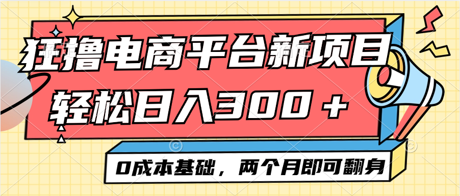 （12685期）电商平台新赛道变现项目小白轻松日入300＋0成本基础两个月即可翻身-大熊网创