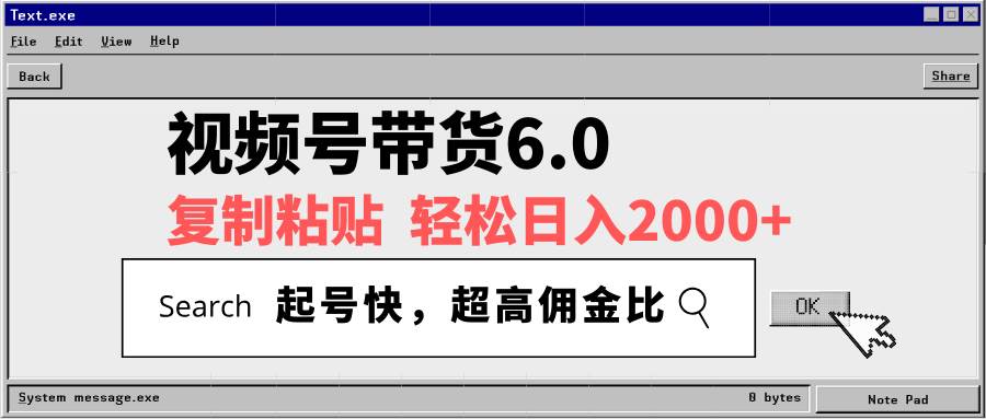 （14325期）视频号带货6.0，轻松日入2000+，起号快，复制粘贴即可，超高佣金比-大熊网创