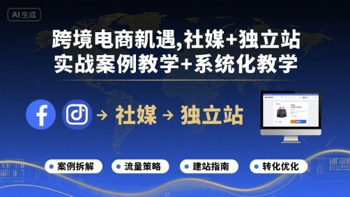跨境电商新机遇，社媒+独立站，实战案例教学+系统化教学-大熊网创