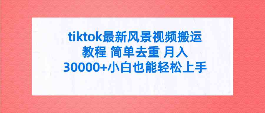 （9804期）tiktok最新风景视频搬运教程 简单去重 月入30000+附全套工具-大熊网创