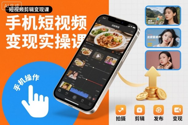 手机短视频变现实操课，短视频剪辑变现课-大熊网创