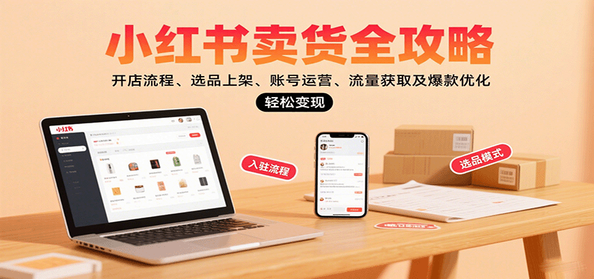 小红书卖货全攻略：开店流程、选品上架、账号运营、流量获取及爆款优化，轻松变现-大熊网创