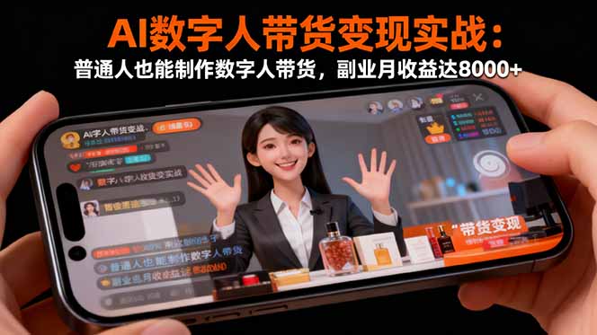 AI数字人带货变现实战：普通人也能制作数字人带货，副业月收益达8000+-大熊网创