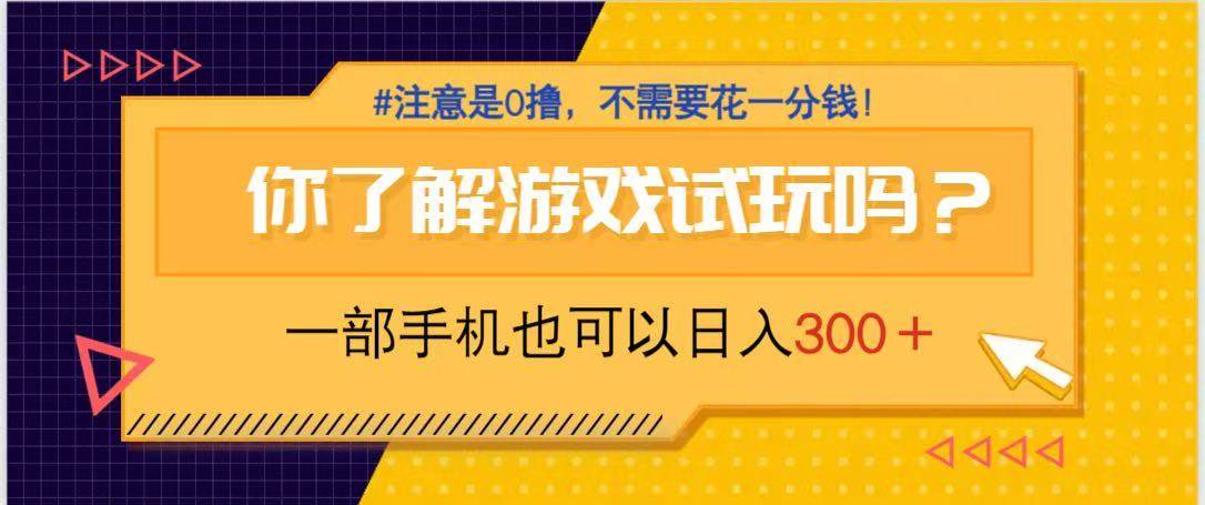 （14440期）游戏试玩，一部手机就可以日入300+，纯0撸项目，不需要花任何一分钱，…-大熊网创