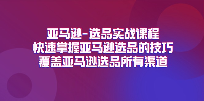 （11620期）亚马逊-选品实战课程，快速掌握亚马逊选品的技巧，覆盖亚马逊选品所有渠道-大熊网创