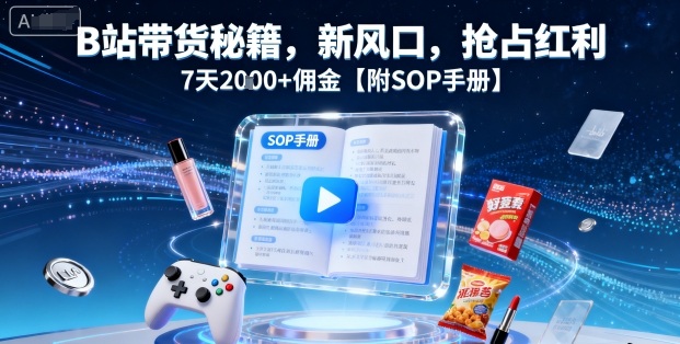 B站带货秘籍，新风口，抢占红利，7天2k+佣金【附SOP手册】-大熊网创