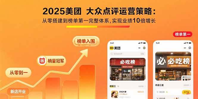 （15602期）2025美团 大众点评运营策略:从零搭建到榜单第一完整体系,实现业绩10倍增长-大熊网创