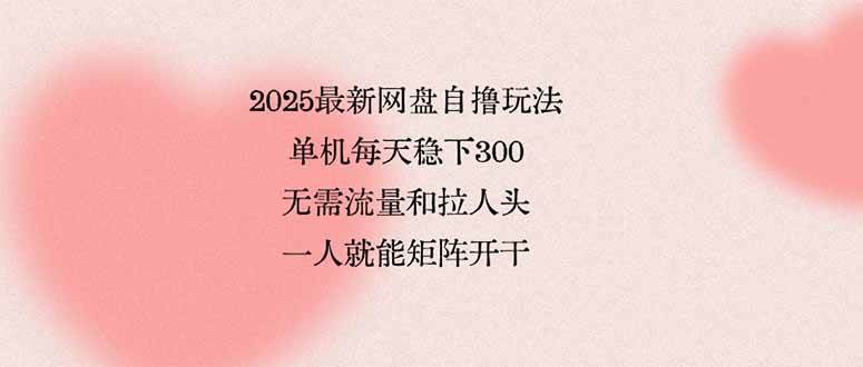 （15831期）2025最新网盘自撸玩法，单机每天稳下3张，无需流量和拉人头，一个人就…-大熊网创
