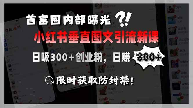 （15313期）首富圈内部曝光小红书垂直图文引流新课，日吸300+创业粉，日赚800+，限…-大熊网创
