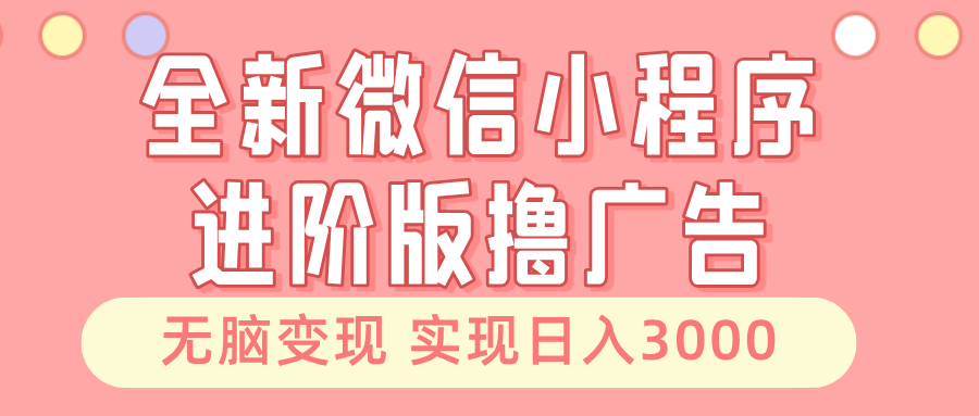 （13197期）全新微信小程序进阶版撸广告 无脑变现睡后也有收入 日入3000＋-大熊网创
