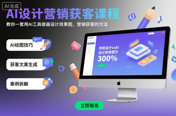 AI设计营销获客课程，教你一套用AI工具做画设计效果图，营销获客的方法-大熊网创