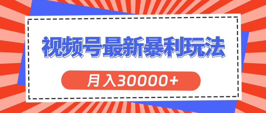 （11588期）视频号最新暴利玩法，轻松月入30000+-大熊网创