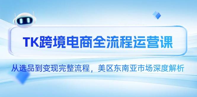 （14929期）TK跨境电商全流程运营课，从选品到变现完整流程，美区东南亚市场深度解析-大熊网创