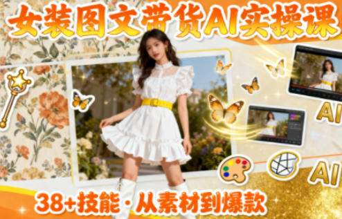 女装图文带货的AI实操课，覆盖38个实用技能，快速提升素材制作效率-大熊网创