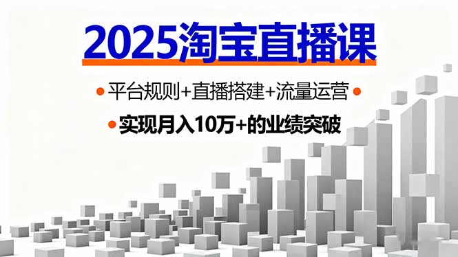 2025淘宝直播课，平台规则+直播搭建+流量运营，首播GMV破3万-大熊网创