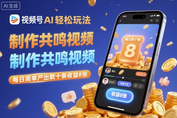 视频号AI轻松玩法，制作共鸣视频，每日简单产出数十条收益8张-大熊网创