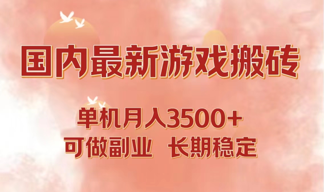 （12775期）国内最新游戏打金搬砖，单机月入3500+可做副业 长期稳定-大熊网创