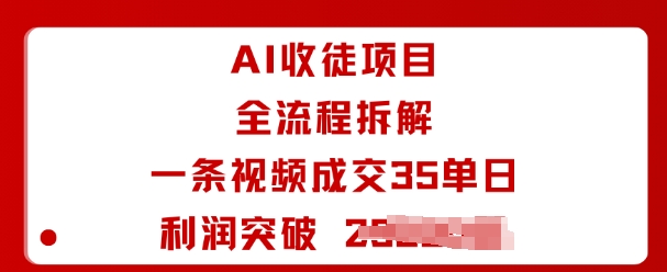 AI收徒项目全流程拆解一条视频成交35单日利润突破1k+-大熊网创