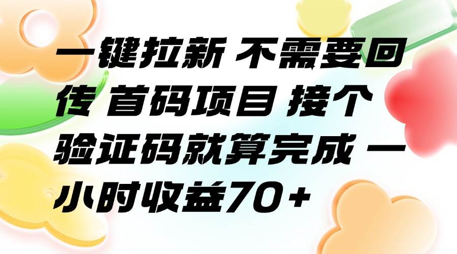 （15588期）一键拉新 不需要回传 首码项目 接个验证码就算完成 一小时收益70+-大熊网创