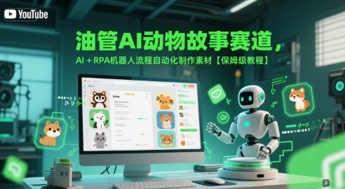 油管AI动物故事赛道，AI+RPA机器人流程自动化制作素材【保姆级教程】-大熊网创