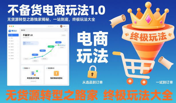 不备货电商玩法1.0，无货源转型之路独家揭秘，一站到底，终极玩法大全-大熊网创