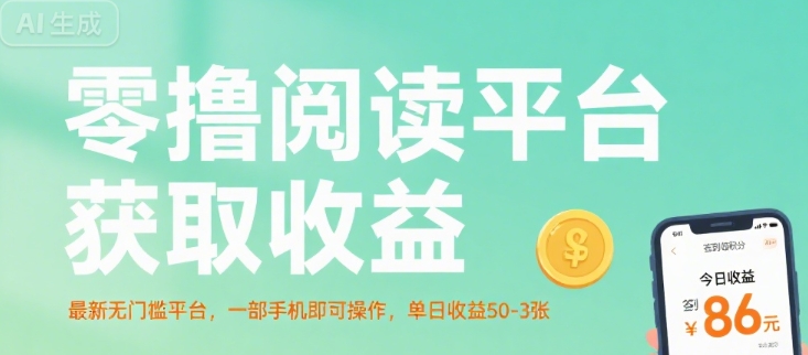 零撸阅读平台获取收益，最新无门槛平台，一部手机即可操作，单日收益50-3张【揭秘】-大熊网创