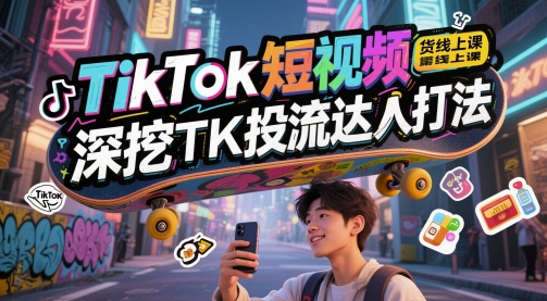 TikTok短视频带货线上课，深挖TK投流达人打法-大熊网创