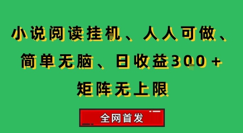 小说挂G阅读，人人可做，简单无脑，一天收益3张+矩阵无限上，全网首发【揭秘】-大熊网创