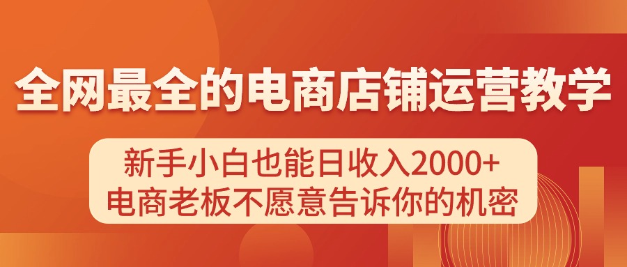 （11266期）电商店铺运营教学，新手小白也能日收入2000+，电商老板不愿意告诉你的机密-大熊网创