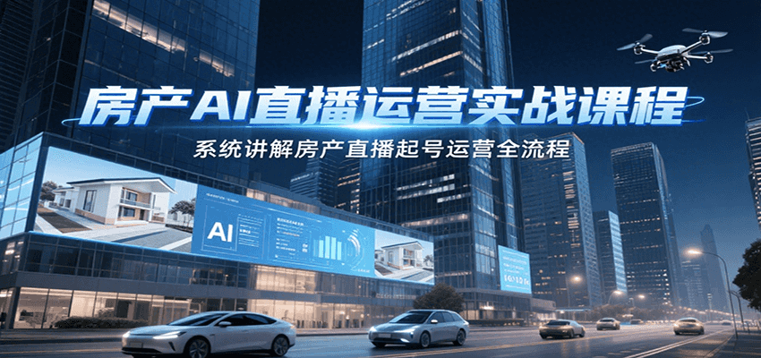 房产AI直播运营实战课程，系统讲解房产直播起号运营全流程-大熊网创