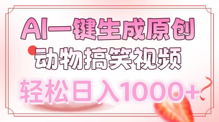 （13884期）AI一键生成原创动物搞笑视频，轻松日入1000+-大熊网创