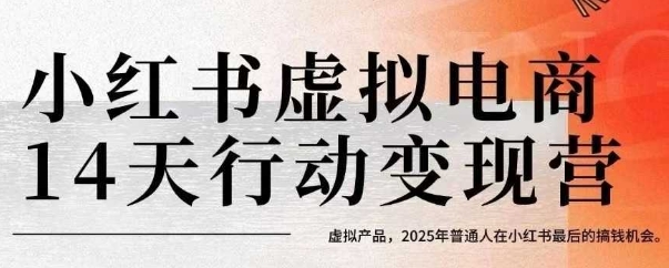 小红书虚拟电商14天变现训练营，虚拟产品，2025年普通人在小红书最后的搞钱机会-大熊网创