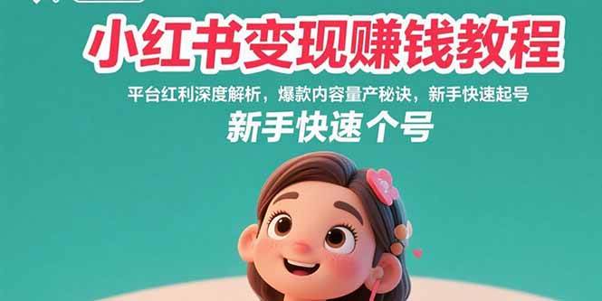 （15559期）小红书变现赚钱教程：平台红利深度解析，爆款内容量产秘诀，新手快速起号-大熊网创