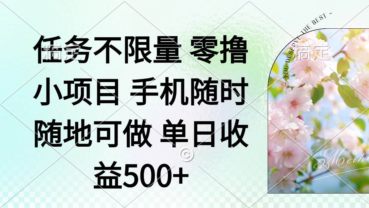 （14391期）零撸小项目 手机随时可做 任务不限量 单日收益500＋-大熊网创