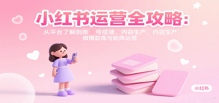 小红书运营全攻略：从平台了解到账号搭建、内容生产，做爆款库与矩阵运营-大熊网创