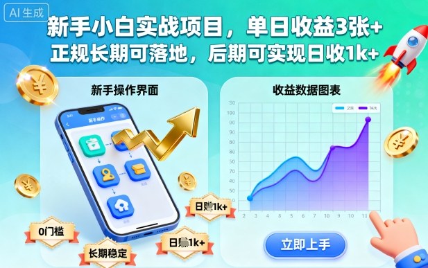 新手小白实战项目，单日收益3张+，正规长期可落地，后期可实现日收1k+【揭秘】-大熊网创