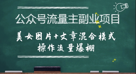 公众号流量主副业项目，美女图片+文章混合模式操作流量爆棚-大熊网创