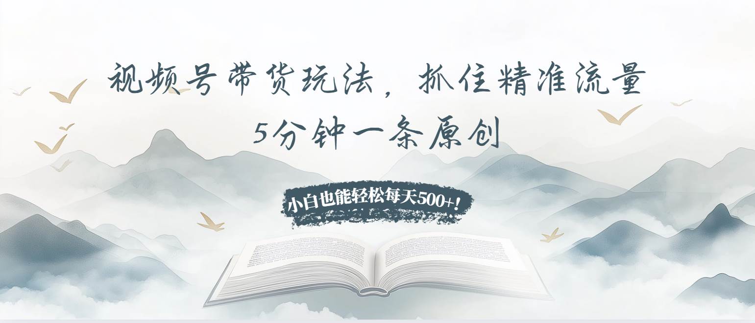 （13492期）视频号带货玩法，抓住精准流量，5分钟一条原创，小白也能轻松每天500+！-大熊网创