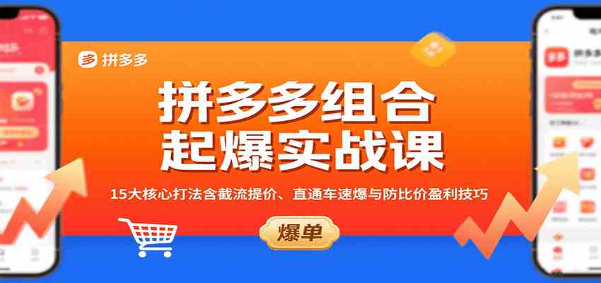 拼多多组合起爆实战课：15大核心打法含截流提价、直通车速爆与防比价盈利技巧-大熊网创
